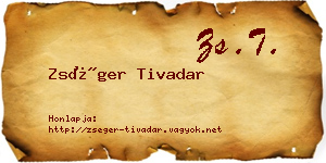 Zséger Tivadar névjegykártya